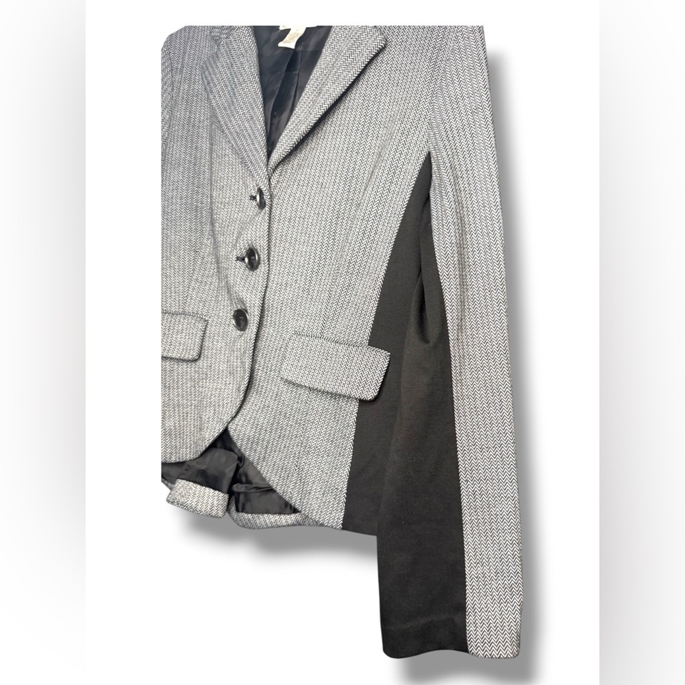 Kenar Black Gray Knit Blazer Jacket Size L Tailored Career 3 Button - Picture 6 of 8